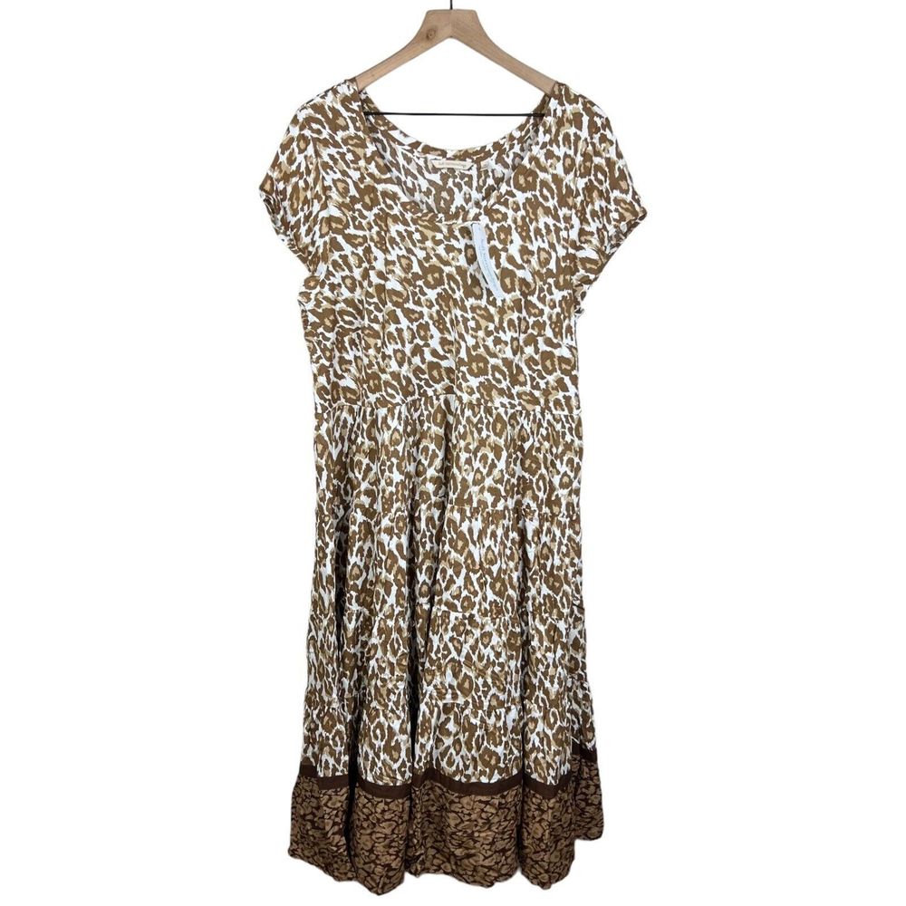 Soft Surroundings Womens Brown Leopard Print Kara Dress 1X (18W-20W) NWT‎
